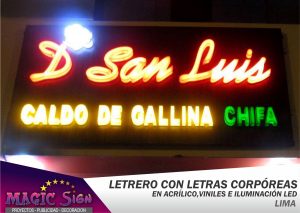 letrero con iluminacion led