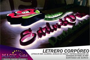 Letrero en acrilico con led
